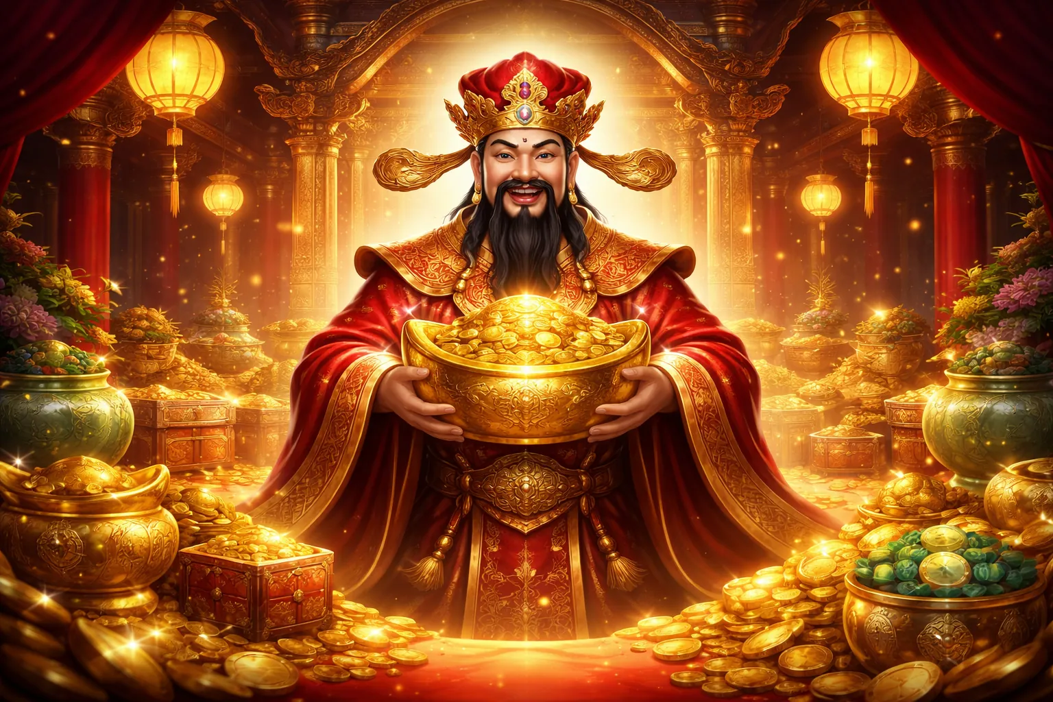 Bàn Baccarat sang trọng với chip vàng và ánh đèn lấp lánh tại jun888 game bài